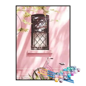Kit de Pintura Numerada - Bicicleta e Casa Rosa