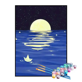 Kit de Pintura Numerada - Reflexo da Lua no Mar