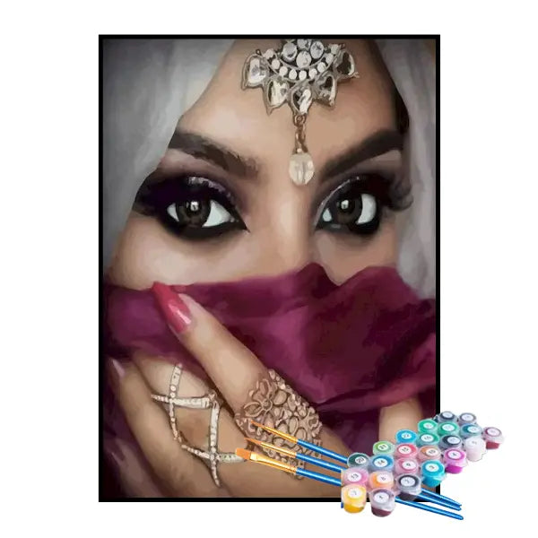 Kit de Pintura Numerada - Mulher com Véu Rosa