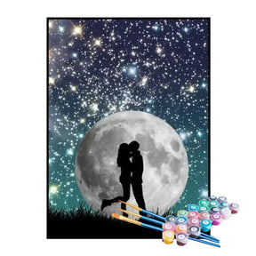 Kit de Pintura Numerada - Casal Apaixonado à Luz da Lua