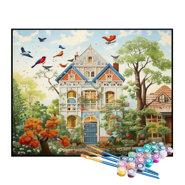 Kit de Pintura Numerada - Casa dos Pássaros