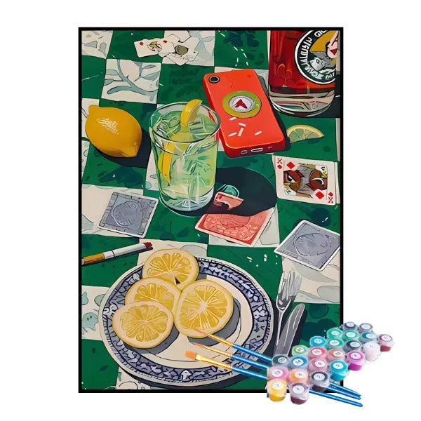 Kit de Pintura Numerada - Lanche e Jogo de Cartas