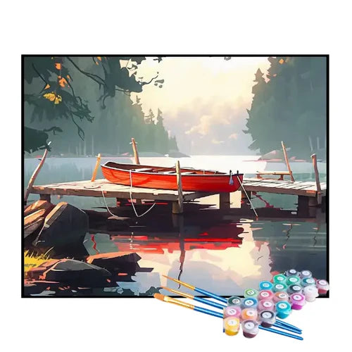 Kit de Pintura Numerada - Barquinho sob o Cais