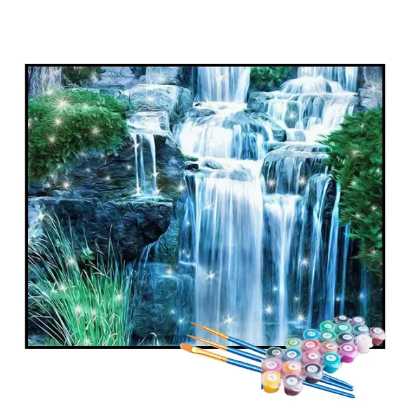 Kit de Pintura Numerada - Cachoeira Brilhante