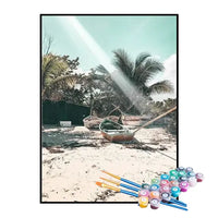Kit de Pintura Numerada - Barco na Areia da Praia