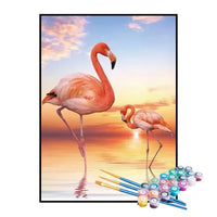 Kit de Pintura Numerada - Flamingos ao Amanhecer
