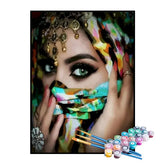 Kit de Pintura Numerada - Mulher com Véu Colorido