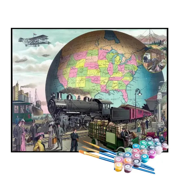 Kit de Pintura Numerada - Ferrovia Através do Mundo