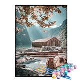 Kit de Pintura Numerada - Cabana na Ilha no Inverno