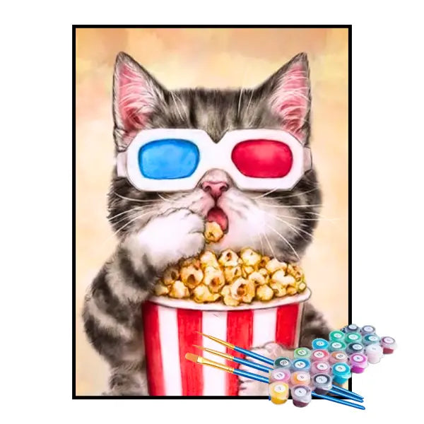 Kit de Pintura Numerada - Gatinho no Cinema