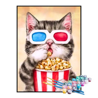 Kit de Pintura Numerada - Gatinho no Cinema