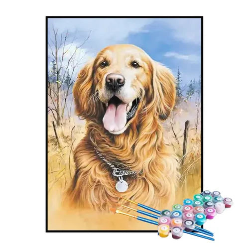 Kit de Pintura Numerada - O Melhor Amigo Golden Retriever