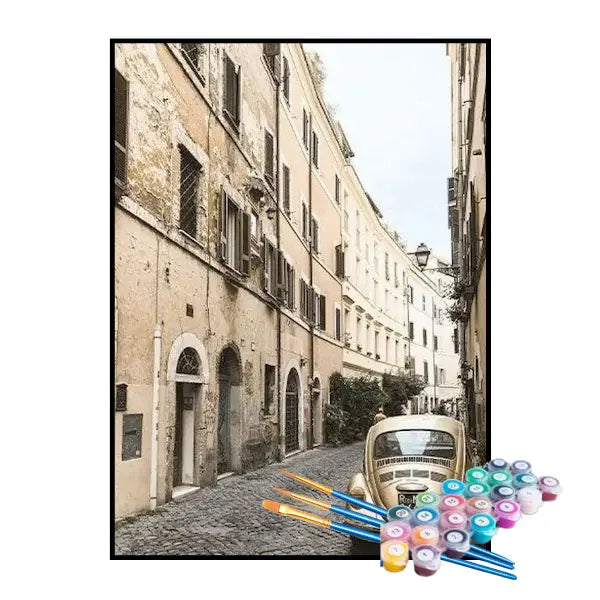 Kit de Pintura Numerada - Fusca na Rua Antiga