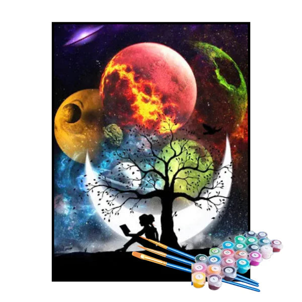 Kit de Pintura Numerada - Planetas Entrelaçados