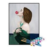 Kit de Pintura Numerada - Mulher com um Doce Vermelho