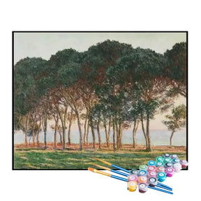 Kit de Pintura Numerada - Sob os Pinheiros ao Entardecer, Claude Monet