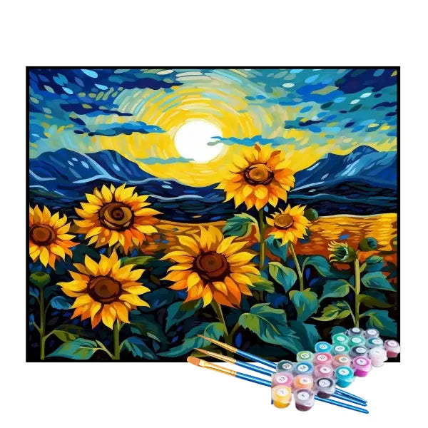 Kit de Pintura Numerada - Belos Girassóis no Campo