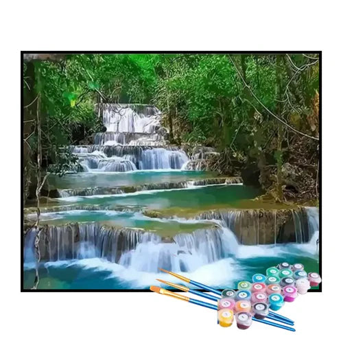Kit de Pintura Numerada - Cachoeira entre as Árvores