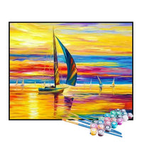 Kit de Pintura Numerada - Barquinho Navegando ao Entardecer