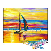 Kit de Pintura Numerada - Barquinho Navegando ao Entardecer