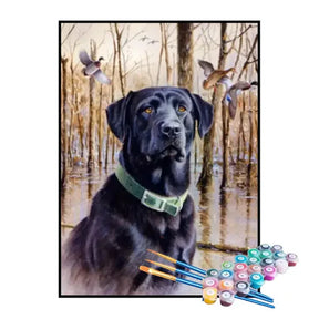 Kit de Pintura Numerada - Labrador com Coleira Verde