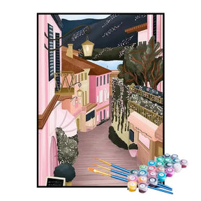 Kit de Pintura Numerada - Vilarejo em Tons de Rosa