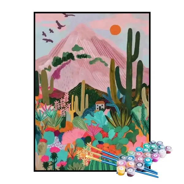 Kit de Pintura Numerada - Plantas no Deserto
