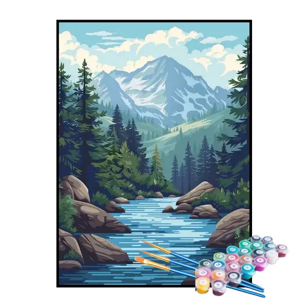 Kit de Pintura Numerada - O Grande Rio Até as Montanhas