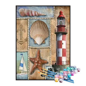 Kit de Pintura Numerada - Conchas do Mar