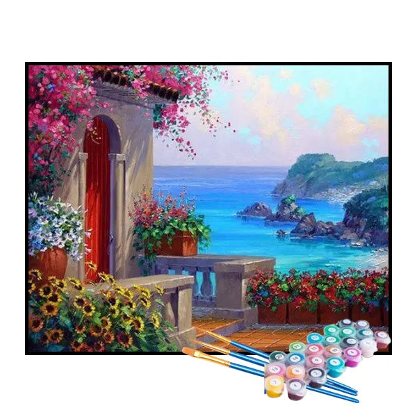 Kit de Pintura Numerada - Casa à Beira-Mar