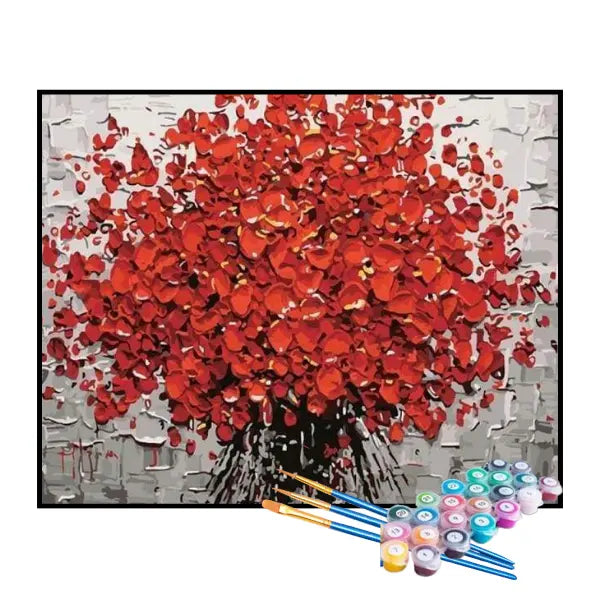 Kit de Pintura Numerada - A Árvore de Flores Vermelhas