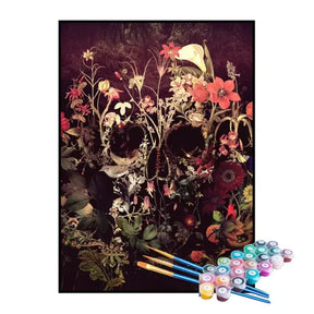 Kit de Pintura Numerada - Caveira e Flores