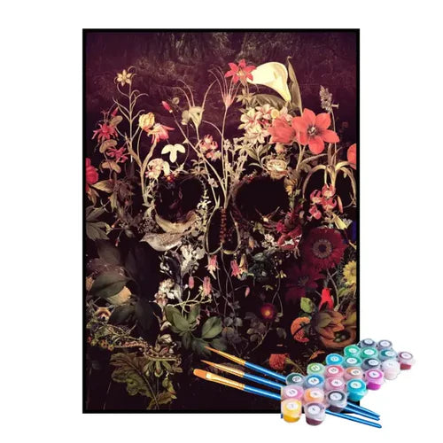 Kit de Pintura Numerada - Caveira e Flores