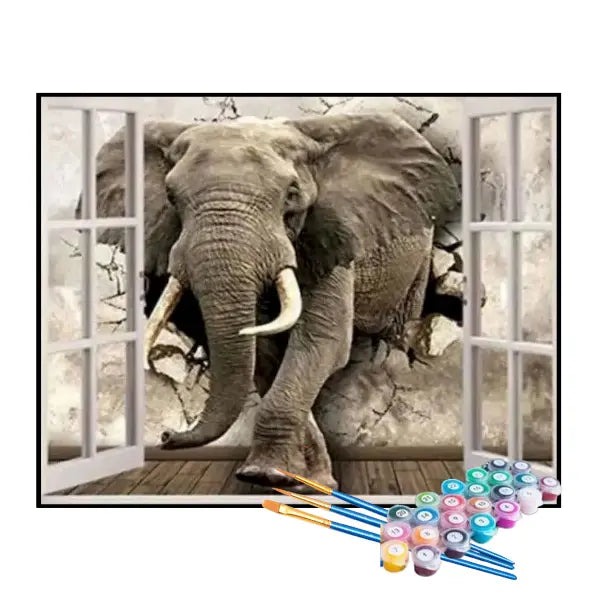 Kit de Pintura Numerada - O Elefante na Janela