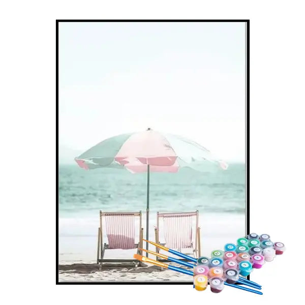 Kit de Pintura Numerada - Guarda-sol na Praia