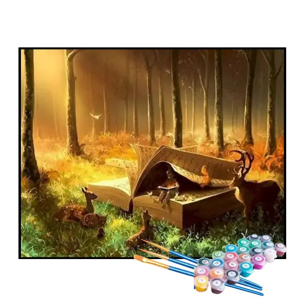 Kit de Pintura Numerada - Jovem Escritor na Floresta
