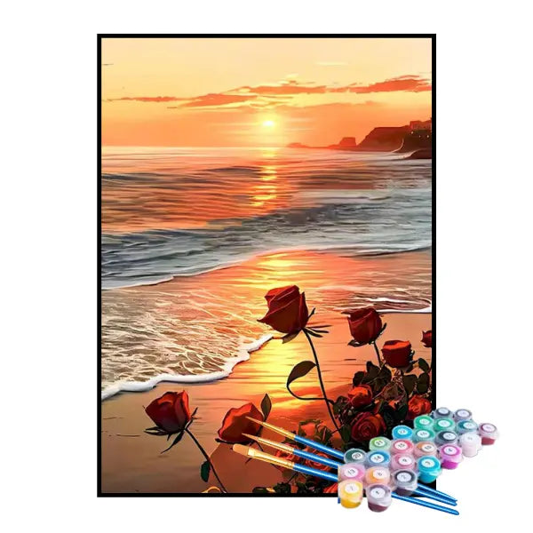 Kit de Pintura Numerada - Mar ao Pôr do Sol