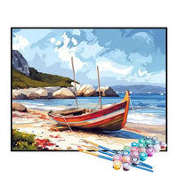 Kit de Pintura Numerada - Barquinho na Praia