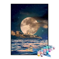 Kit de Pintura Numerada - Lua Através das Ondas do Mar