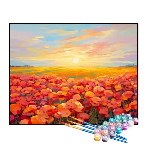 Kit de Pintura Numerada - Campos Floridos