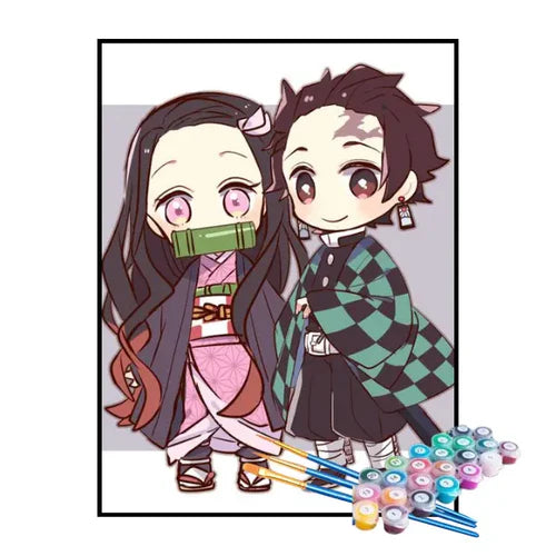 Kit de Pintura Numerada - Tanjiro e Nezuko