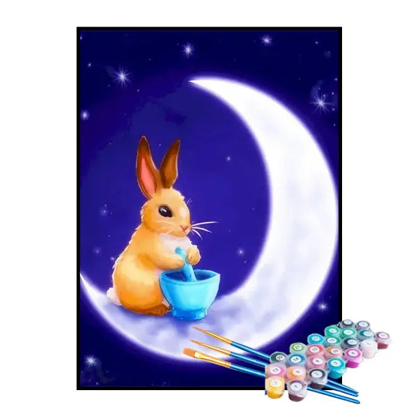 Kit de Pintura Numerada - Coelho Pintando a Lua