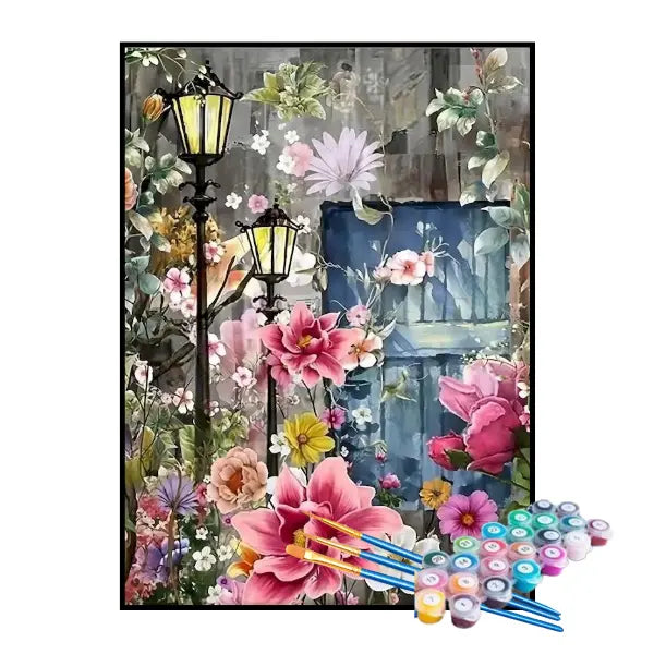 Kit de Pintura Numerada - Flores na Porta de Entrada