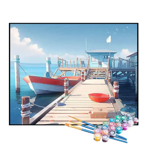 Kit de Pintura Numerada - Passarela de Madeira até o Mar