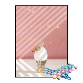 Kit de Pintura Numerada - Lâmpada com Fundo Rosa