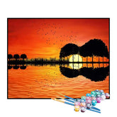 Kit de Pintura Numerada - Floresta Violão ao Nascer do Sol