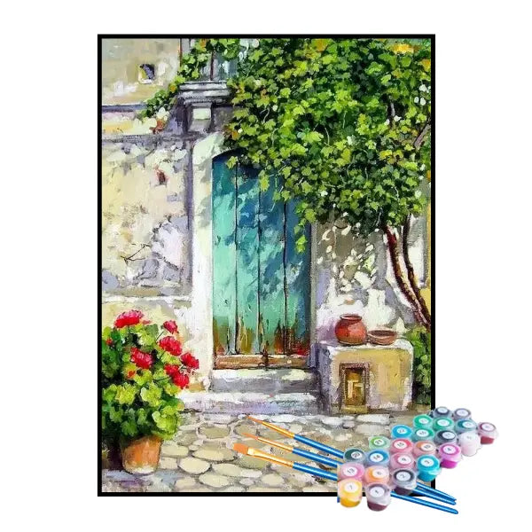 Kit de Pintura Numerada - Casa Decorada com Flores