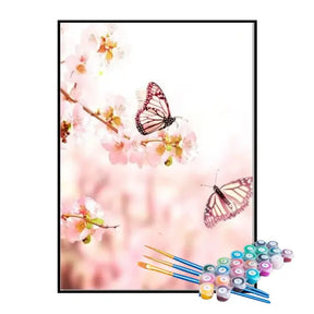 Kit de Pintura Numerada - Borboletas Rosas