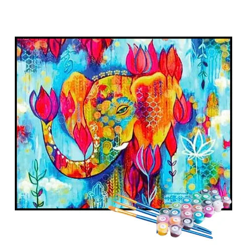 Kit de Pintura Numerada - Elefante Mandala