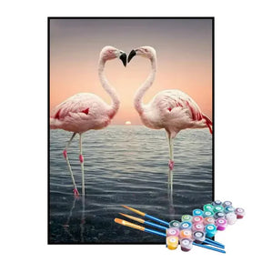 Kit de Pintura Numerada - Casal de Flamingos